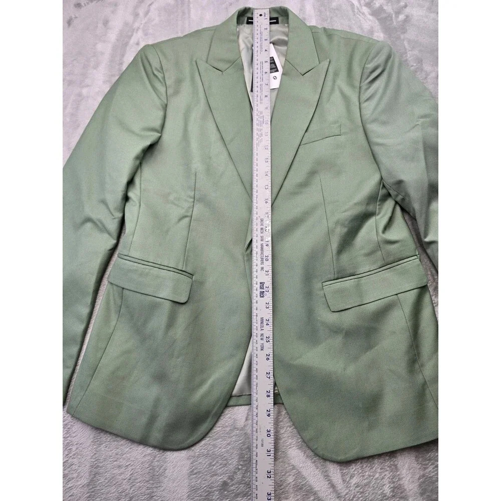 AO YAN Men Slim Fit Blazer Sage Dusty Green Gold Buttons Suit Jacket Size M NWT
